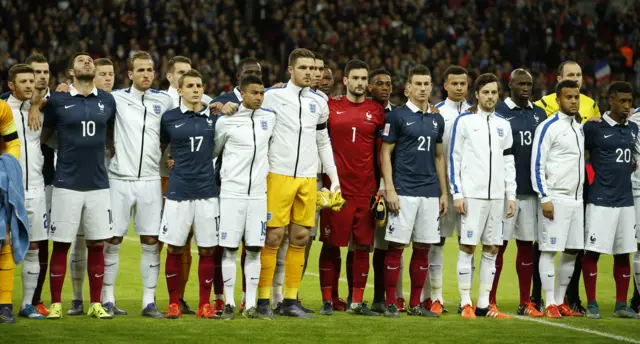 England and France line-up