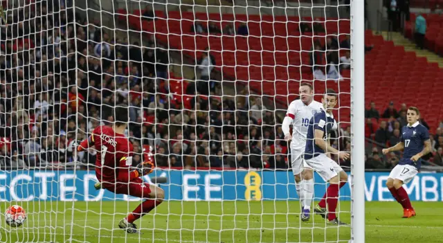 Wayne Rooney scores England's second goal