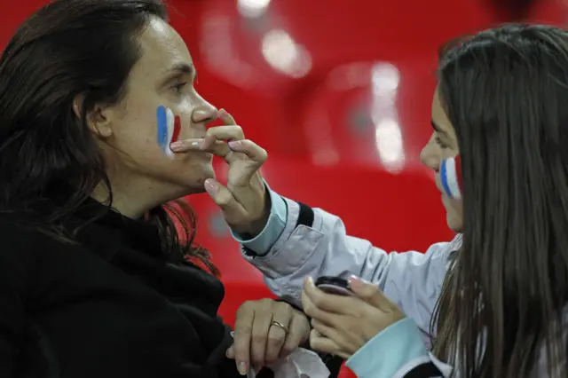 France fans show their support at Wembley