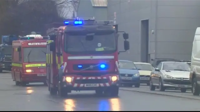 Fire engines arrive at the scene