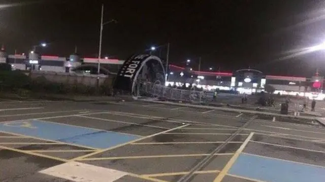 The Fort Shopping Park tower after it was blown down