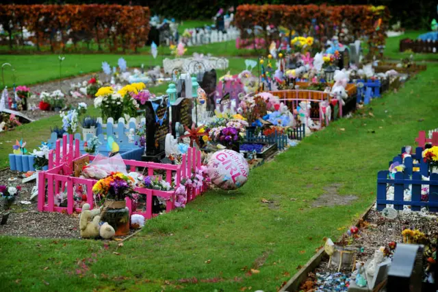 The Forget Me Not children's cemetery at Bushbury Crematorium, where items have been stolen off the graves