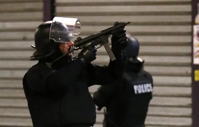 Police forces at St Denis, a northern suburb of Paris