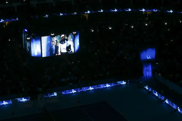 The court in darkness at the O2