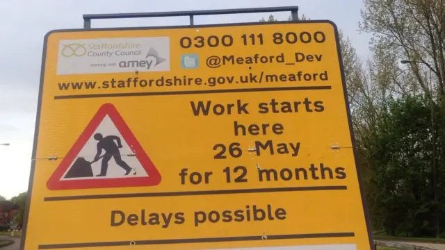 Road sign at Meaford works