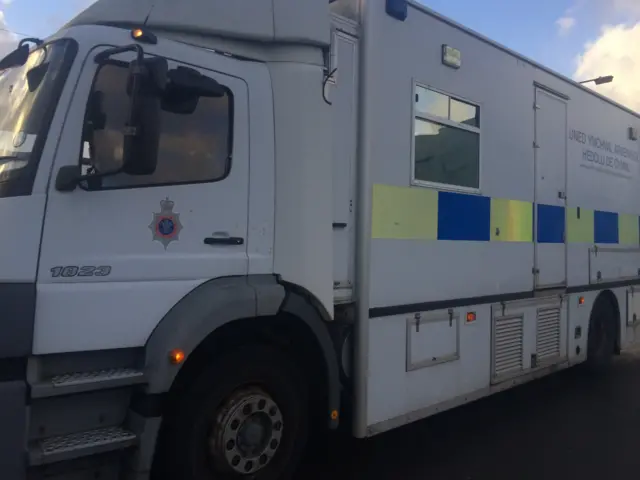 A specialist police search unit at the Celsa site in Splott