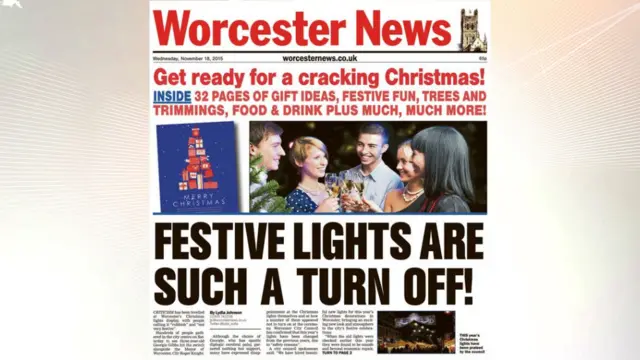 Today's Worcester News front page