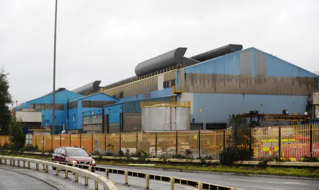 Fire engines at the Celsa steelworks