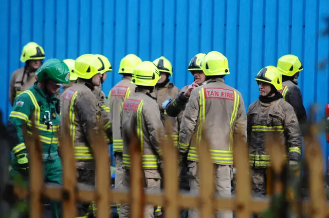 Fire crews at the Celsa plant in Splott