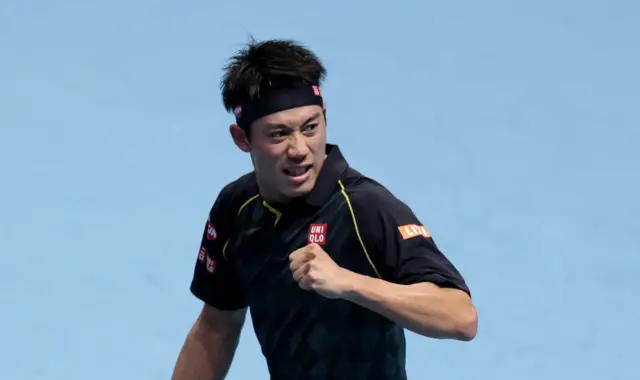 Kei Nishikori celebrates his shot