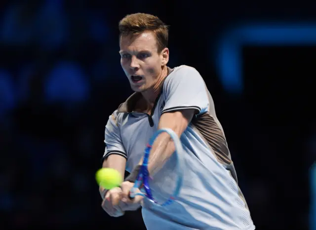 Tomas Berdych plays a shot