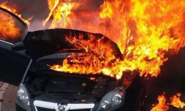 A Zafira B model that caught fire