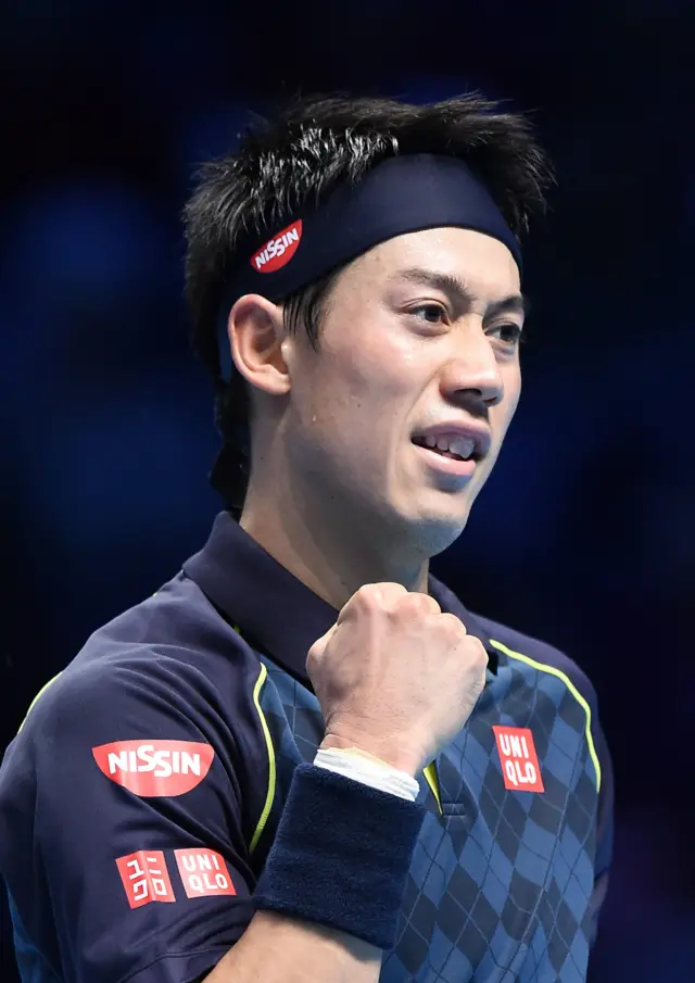 Kei Nishikori celebrates