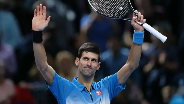 Novak Djokovic celebrates his win