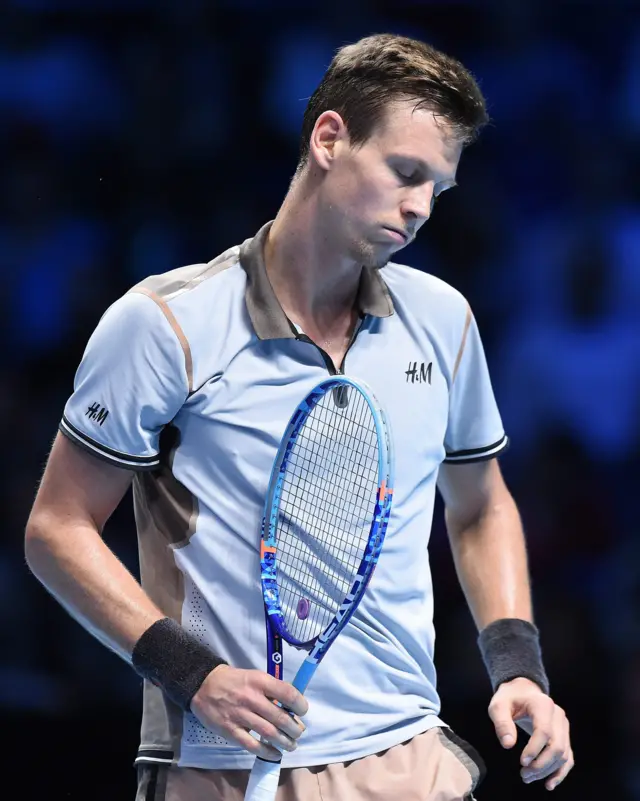 Tomas Berdych looks dejected