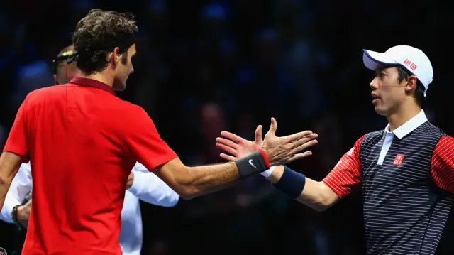 Roger Federer and Kei Nishikori