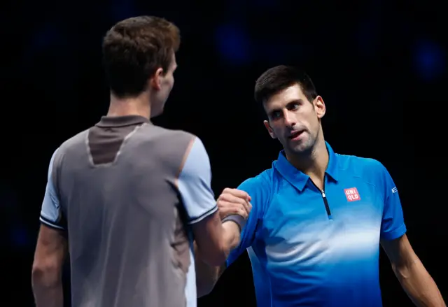 Novak Djokovic and Tomas Berdych shake hands