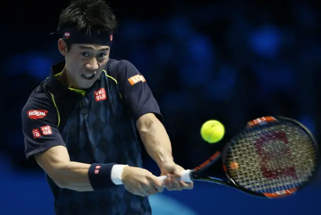 Kei Nishikori of Japan plays a return