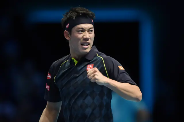 Kei Nishikori celebrates