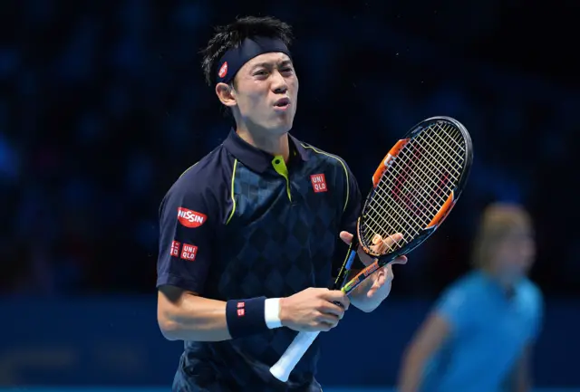 Kei Nishikori reacts