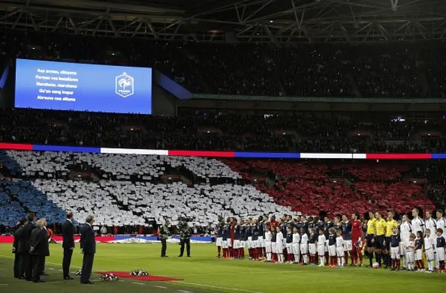 Fans of both sides sang La Marseillaise at Wembley on Tuesday night ahead of England's friendly with France