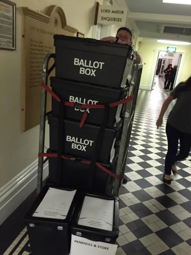 Stoke civic centre on election night 2015