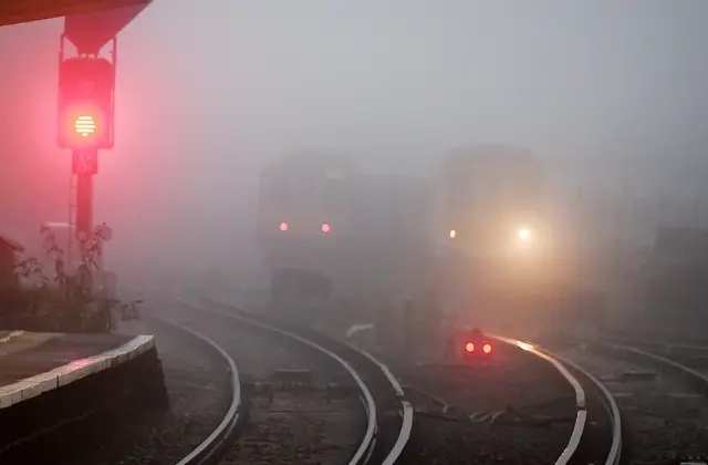 Trains in fog