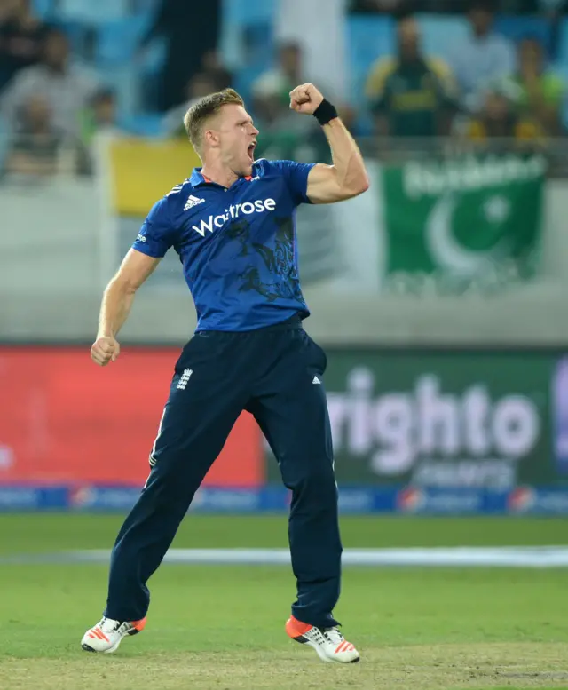 David Willey of England celebrates