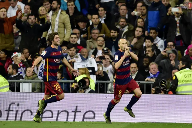 Andres Iniesta scores Barcelona's third goal