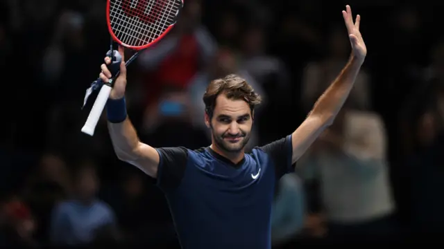 Roger Federer celebrates