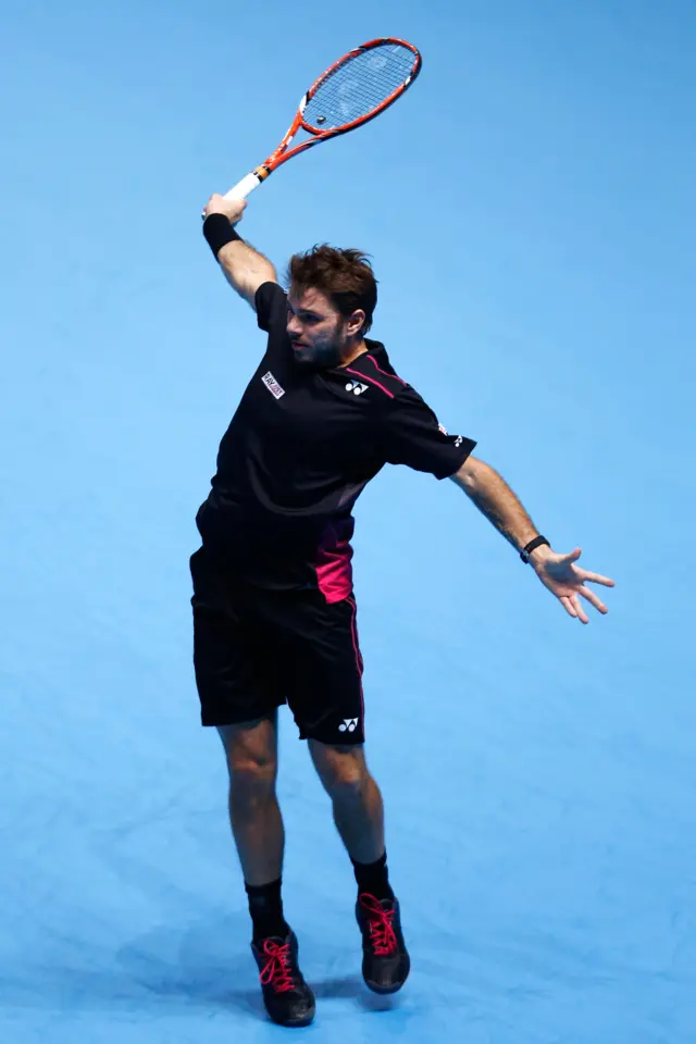 Stan Wawrinka plays a backhand