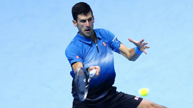 Novak Djokovic plays a shot