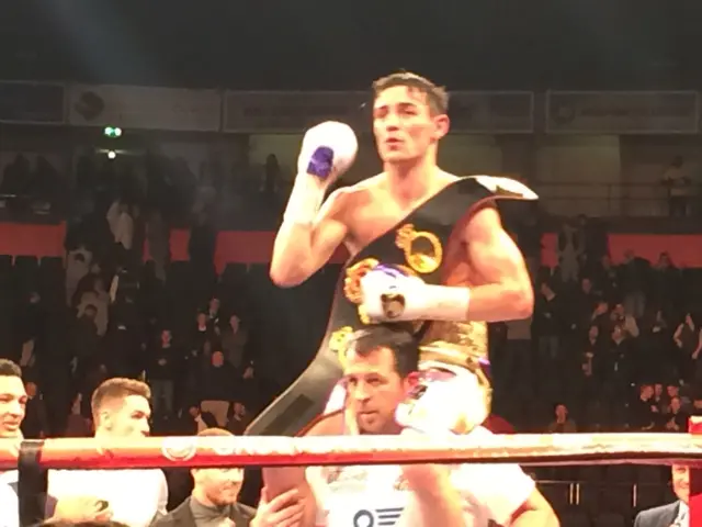 Anthony Crolla celebrates his victory