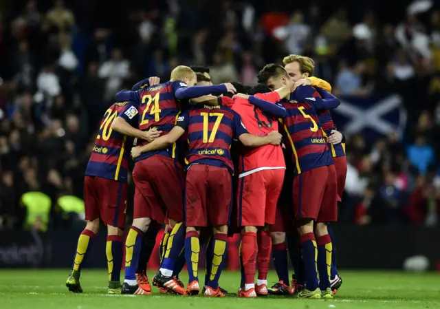 Barcelona's players celebrate