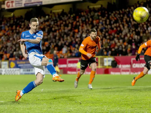 Steven MacLean misses a penalty for St Johnstone against Dundee United