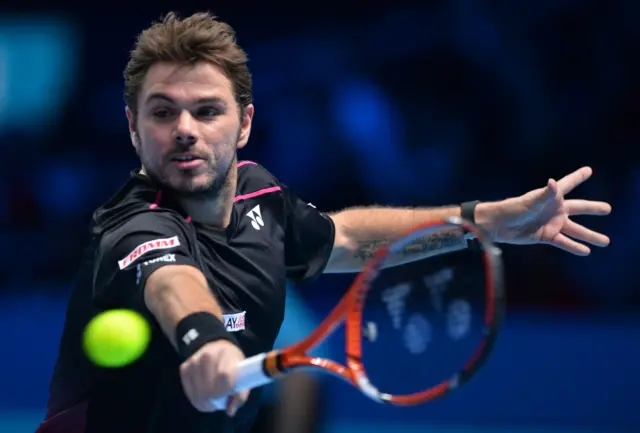 Stan Wawrinka plays a backhand shot