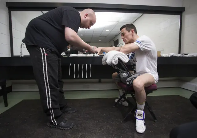 Anthony Crolla gets wrapped-up before his fight