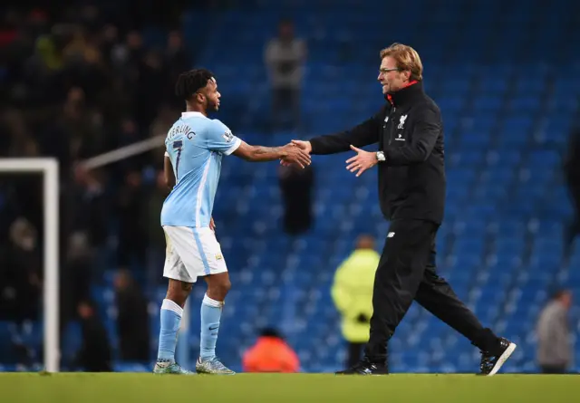 Jurgen Klopp with Raheem Sterling