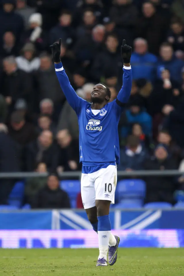 Romelu Lukaku celebrates his second goal