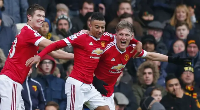 Manchester United midfielder Bastian Schweinsteiger celebrates