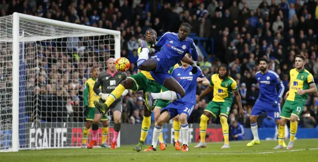 Kurt Zouma tries a volley for Chelsea