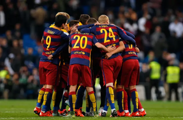 Barcelona players celebrate