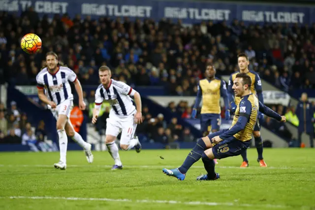 Arsenal's Santi Cazorla misses a penalty