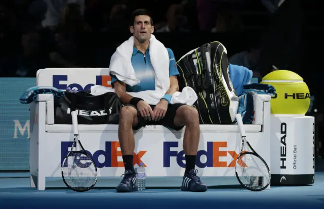 Novak Djokovic takes a rest