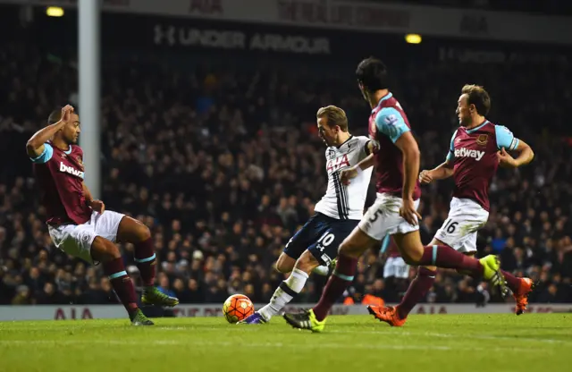 Harry Kane scores his second goal for Tottenham