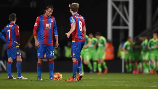 Crystal Palace players prepare to kick-off