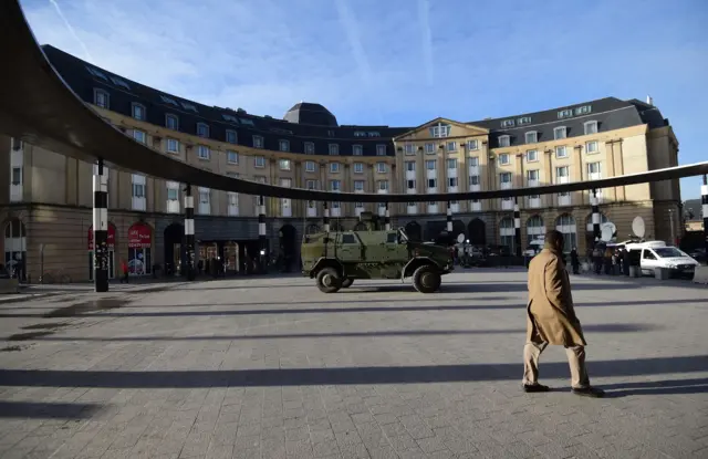 Armoured vehicle in central Brussels