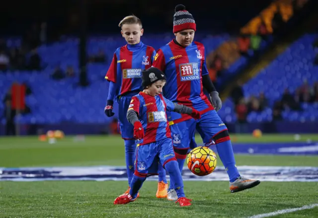 Mascots having a kick-around at Selhurst Park