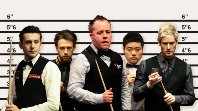 Snooker players in a line-up