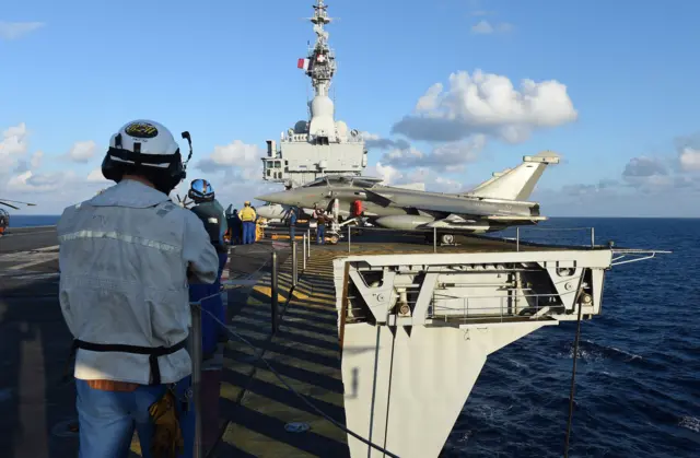 Deck of aircraft carrier Charles de Gaulle